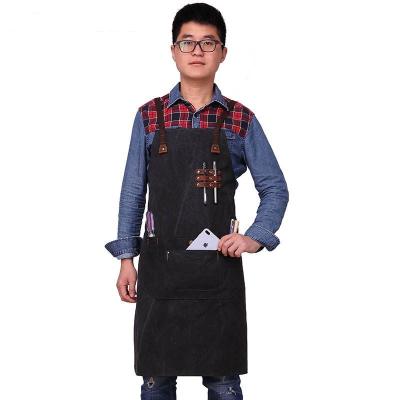 China SANITARY High Quality European SANITARY Cape Leather Canvas Leather Canvas Designer Unisex Cafe Working Apron For Hairdresser for sale