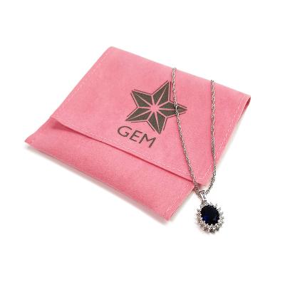 China Eco-friendly Custom Printed Suede Envelope Rose Jewelry Pouch And Gift Packaging Bag With Logo for sale