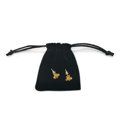 China Recyclable High Quality Black Custom Jewelry Velvet Pouch Bag With Logo Printing for sale