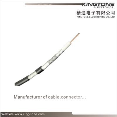 China RG59 ST Coaxial Cable 0.64mm BC Solid PE 95% CCA Braid PVC Jacket for sale