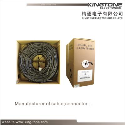 China RoHS Standard PVC Jacket CATV RG11 Coax Cable 14 AWG CCS 60% AL Braid With Messenger for sale