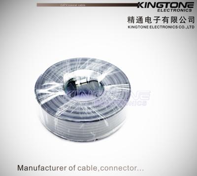 China Terminated RG6 CATV Coaxial Cable with 2 Golden F Connectors for Satallite System for sale