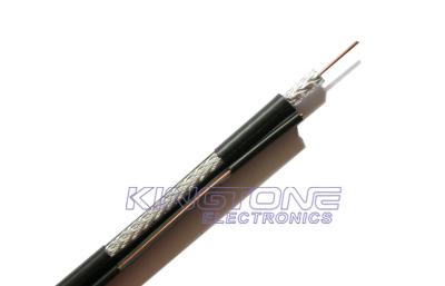 China 75 Ohm RG11 Quad Shield Coaxial Cable 60% and 40% AL Braiding with Messenger for sale