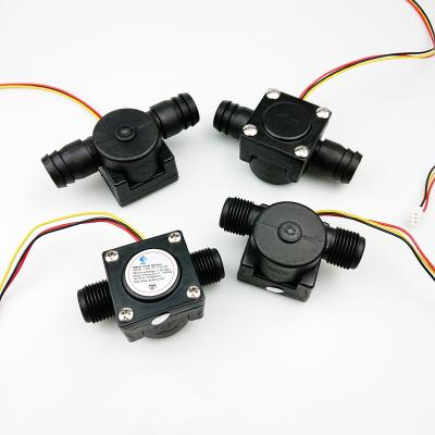 China Nyon Fiber Rotor Turbine Plastic Flow Meter Probe Hall Pulse Flow Sensor /Low Water Flow Meter With Three Leads for sale