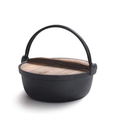 China Good Quality CLASSIC Hot Wholesale Hot Sale Japanese Preseasoned Pot with Circle Handle and Wooden Lid for sale