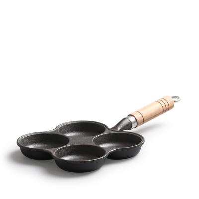 China Modern Flower Shape 4 Hole Egg Burger Mold Cast Iron Pots Frying Pan Pre-Seasoned Nonstick Skillet for sale