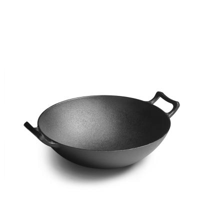 China Pre Seasoned Sustainable Traditional Cookware Round Bottom Wok Cast Iron Chinese Cast Iron Wok for sale