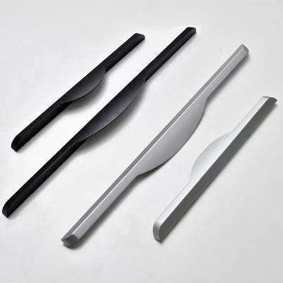 China Modern Matte Black Aluminum Handle Sideboard Door Handle Aluminum Profile Furniture Handle for sale