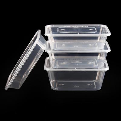 China Injection 650ml Plastic Packaging Rectangle Microwavable Take Away Disposable Plastic Container For Food for sale