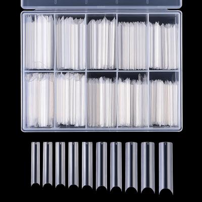 China Salon 200 Pcs XXL Straight Long Square Form Tips For Acrylic False Nail With Half Box Extra Long C-curve Tips XL Cover Nail Tips for sale