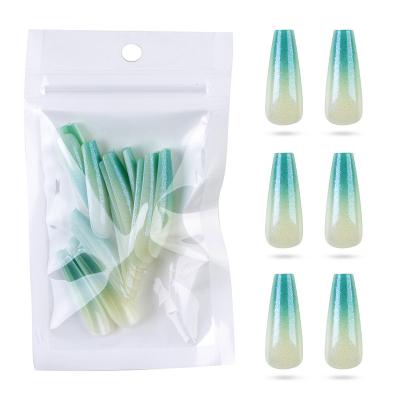 China Salon 20/24Pcs Colorful Acrylic False Coffin Long Nail Tips False Nails Flat Form False Nail Art Tips Natural Full Cover Manicure Tools for sale