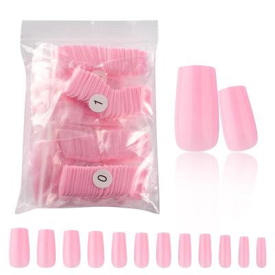 China 600pcs/bag Salon Square Full Cover Detachable Press On Red-Pink Nail Art Tips Artificial Nail Wine For Professionals Nail Supplies for sale