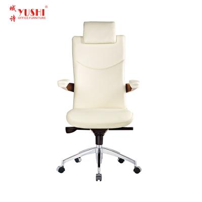 China Executive Boss White Leather Swivel Office Chair (Waist) High Back Adjustable Modern Luxury Adjustable for sale