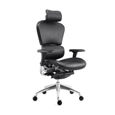 China Executive Office Ergonomic Chair (Height)Adjustable High End Black Leather Screw Lift for sale