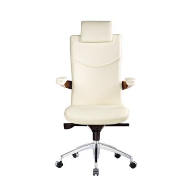 China Luxury Commercial Furniture White Leather Executive Office Rotation Chair (Height) Adjustable for sale