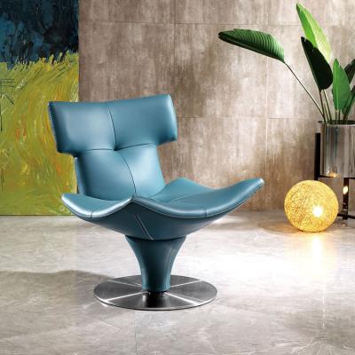 China Stainless Steel Comfortable Base PU Leather Lounge Furniture Lounge Leisure Leather Home Chair, Leather Lounge Chair for sale