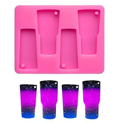 China 4 Cavity Tumbler Silicone Mold Glass Water Viable Form For Resin Clay Perforated Head Chain Mold Opens Tool Molds For Plaster for sale