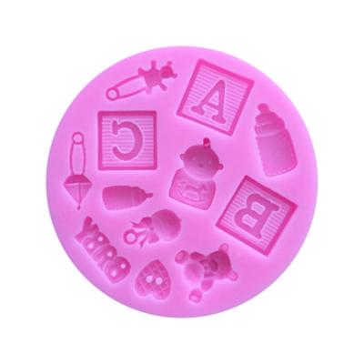 China Viable Factory Price 4 Different Design Baby Products Fondant Mold Baby Carriage Pacifier Baby Bottle Decorating Mold for sale