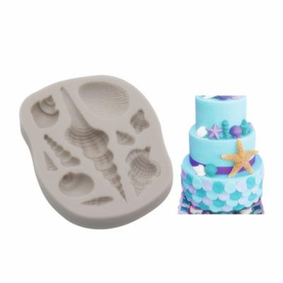 China Viable Hot Selling Amazon Cartoon Conch Sea Shell Silicone Fondant Mold Cake Decorating Tools for sale