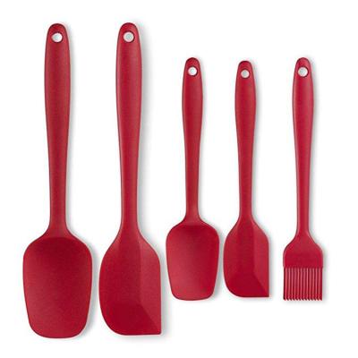 China Viable China Manufacture BPA Free Silicone Spatula Set Of Heat Resistant Reusable BBQ Silicone Spatula And Brush 5 Set for sale