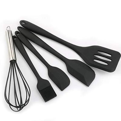 China Viable Hot Sale 5 Sets Kitchen Utensils Baking Tools Silicone Spoon Silicone Brush Silicone Spatula Set for sale