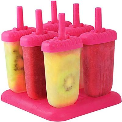 China Sustainable Cheap Price BPA Free 6 Cavity Portable Ice Cream Maker Mold Custom Plastic Popsicle Mold for sale