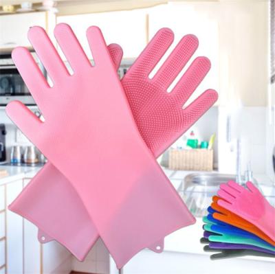 China Sustainable Dishwashing Gloves Silicone Cleaning Brush Dish Washing Sponge Silicon Gloves For Kitchen for sale