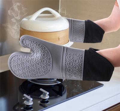 China P0350 Viable Heat Resistant Gloves Cooking Mitts Oven Glove Mitts Grill Silicone Kitchen Microwave BBQ Gloves for Cooking for sale