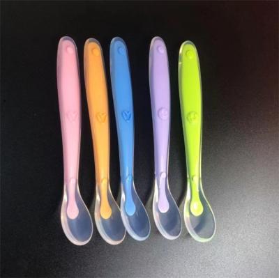 China P0247 BPA Free Sustainable Baby Spoons Food Grade Soft Silicone Baby Feeding Spoon for sale