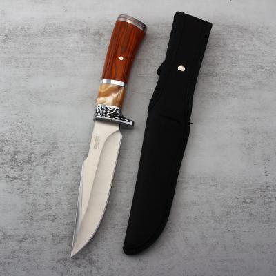 China Classic Handle Bowie Camping Hunting Knife Outdoor Vintage Design Wooden Resin Handle for sale