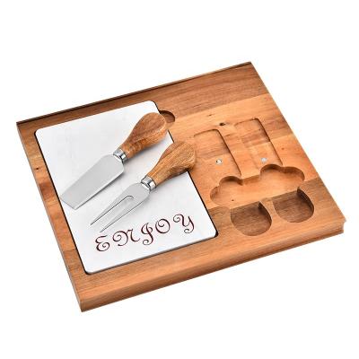 China 2022 Wholesale Viable Factory Rectangle Cutting Board Marble With Acacia Wood Cheese Board Set For Gifts for sale