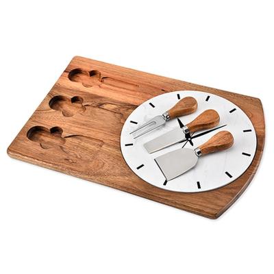 China 2022 Sustainable Luxury Custom Acacia Wood Marble Cheese Board Set With Stainless Steel Cheese Tool for sale