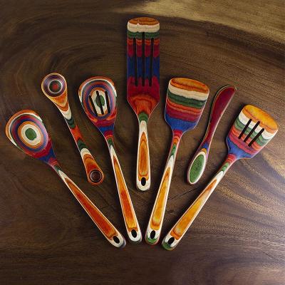 China 2021 Custom Heat Resistant Utensils 7pcs Sustainable Colorful Exotic Kitchen Utensils Non-Stick Set For Cooking for sale