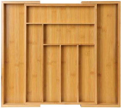 China Bamboo Organizer 8 Slots Tray Silverware Holder Drawer Dividers Custom Expandable Bamboo Cutlery Multifunctional Viable for sale