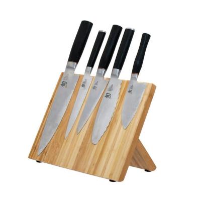 China 2021 Customs Durable Logo Strong Magnetic Wooden Storage Bamboo Strong Magnetic Knife Holder With Base for sale