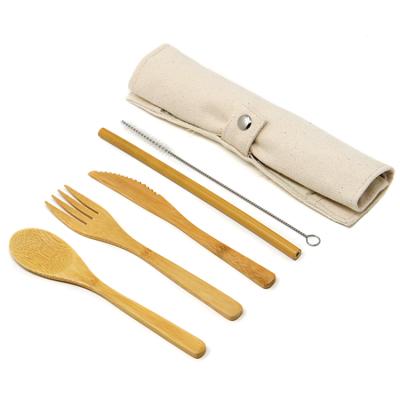 China Sustainable High Quality Durable Hard Handle Zero Waste Organic Plants Bamboo Cutlery Kit for sale