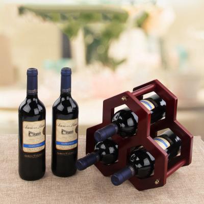 China Polygon Three Bottle Wine Rack Wooden Storage Rack High Quality Wooden Bamboo Rack Wine Rack Stored Shelf for sale