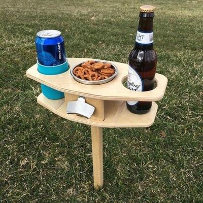 China Portable Outdoor Removable Beer Table Wine Glass Rack Solid Wood Bamboo Rack Wine Rack Large For Picnic for sale