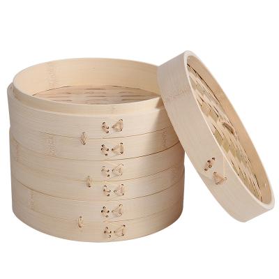 China Sustainable Home Luxury Reusable Seal Dim Sum 3 Tier Full Bamboo Steamer for sale