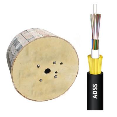 China OEM 6 12 24 48 96 Fiber Core ADSS Fiber Optic Outdoor Aerial Fiber Optic Cables With Single Double Pe ADSS Outer Jacket for sale