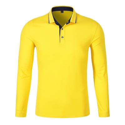 China Hot sale anti-pilling simple fashion threaded collar long sleeve 94% cotton 6% polyester fabric polo shirt with custom logo pattern for sale