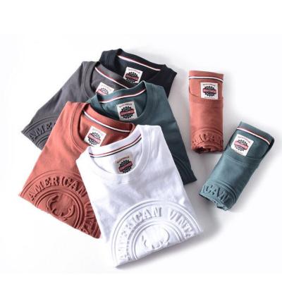 China New Retro 3D D Port Plus Size Casual Concave Half Sleeve T-Shirt Anti-Shrink Simple Style Short Sleeve T-shirt Men Half Sleeve T-Shirt for sale