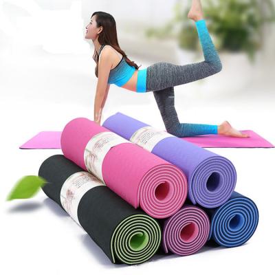 China Custom Colorful Logo Tape Yoga Mat 183x61cm 183x80cm 6mm 8mm Different Thickness 10mm Different Tape Size Trendy for sale