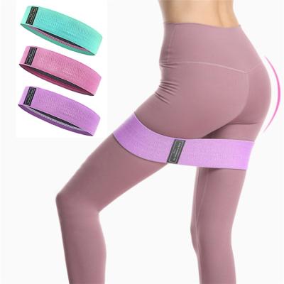 China Custom Logo Loop Hip Booty Fabric Fitness Resistance Band Eco-friendly Elastic Resistant Exercise Band for sale