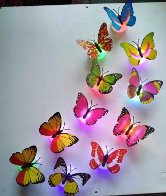 China Led Flashing Toys Three-Dimensional Bright Butterfly Wall Decal Bedside Lamp Stage LED Butterfly Night Light for sale