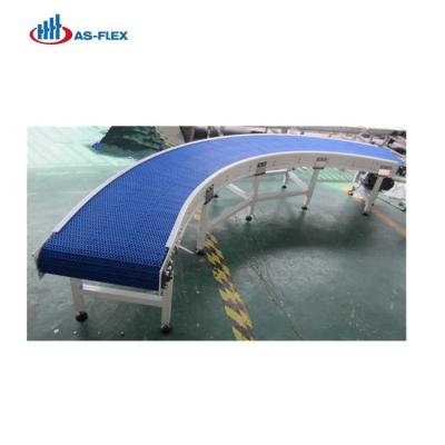 China 90 Degree Heat Resistant Curve Modular Belt Conveyor Line For Packing Industry for sale