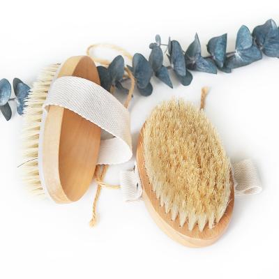 China Nondisposable Eco-frienly Logo Wooden Palm Oval Dry Custom Body Brush For Bath Shower Boar Bristle Sweep for sale