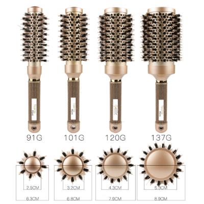 China Hair Beauty Care Custom Logo Round Brush Boar Bristle Nano Roller Thermal Ceramic Ionic Hair Brush for sale