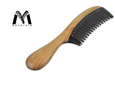 China Hair Beauty Care Wholesale Health Green Sandalwood Horn Tooth Environmental Fine Detangling Comb Wide Detangling No Static for sale