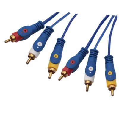 China High Quality Gold Plated DVD Player Fish Eye Shape 3RCA To Blue 3RCA RCA AV Audio Video Cable for sale